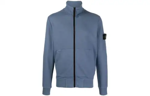 STONE ISLAND Sweatshirts Men's Blue Stand Collar Moderate Cardigan