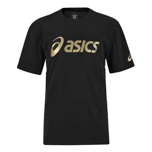 ASICS T Shirts Unisex Black Crew Neck Moderate Straight Fit