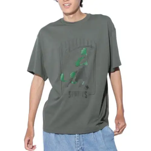 PUMA T Shirts Men's Green Crew Neck Moderate Straight Fit