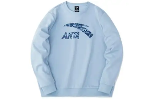 ANTA Life Collection Sweatshirts Men's Sky Blue Crew Neck Thickened Regular