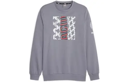 PUMA Sweatshirts Men's Gray Crew Neck Moderate Regular