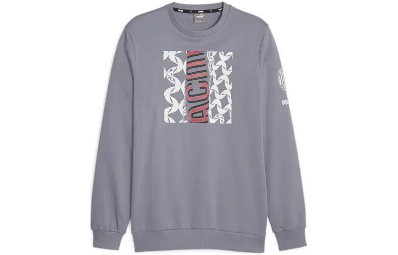 PUMA Sweatshirts Men's Gray Crew Neck Moderate Regular