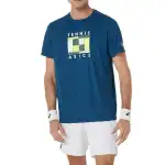 ASICS GS T Shirts Men's Blue Crew Neck Moderate Straight Fit