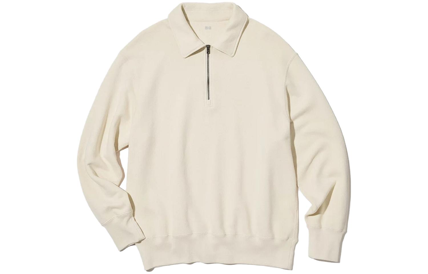 UNIQLO Uniqlo, solid chain with zipper, beige sweatshirt, with a zipper, men's style