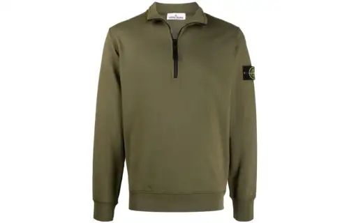 STONE ISLAND Sweatshirts Men's Green Lapel Moderate Regular