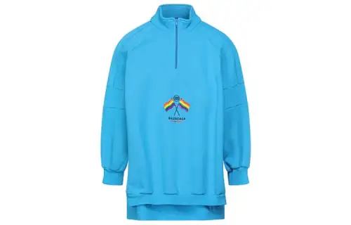 Balenciaga Sweatshirts Men's Blue Turtleneck Moderate