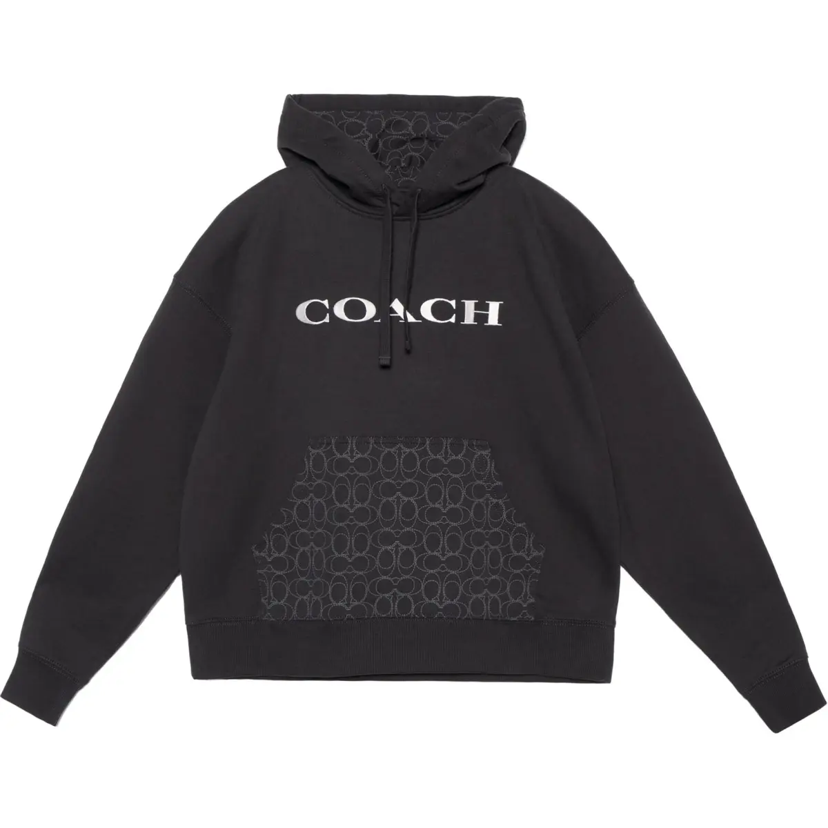 COACH Signature Men's Hooded Pullover Sweatshirt Black