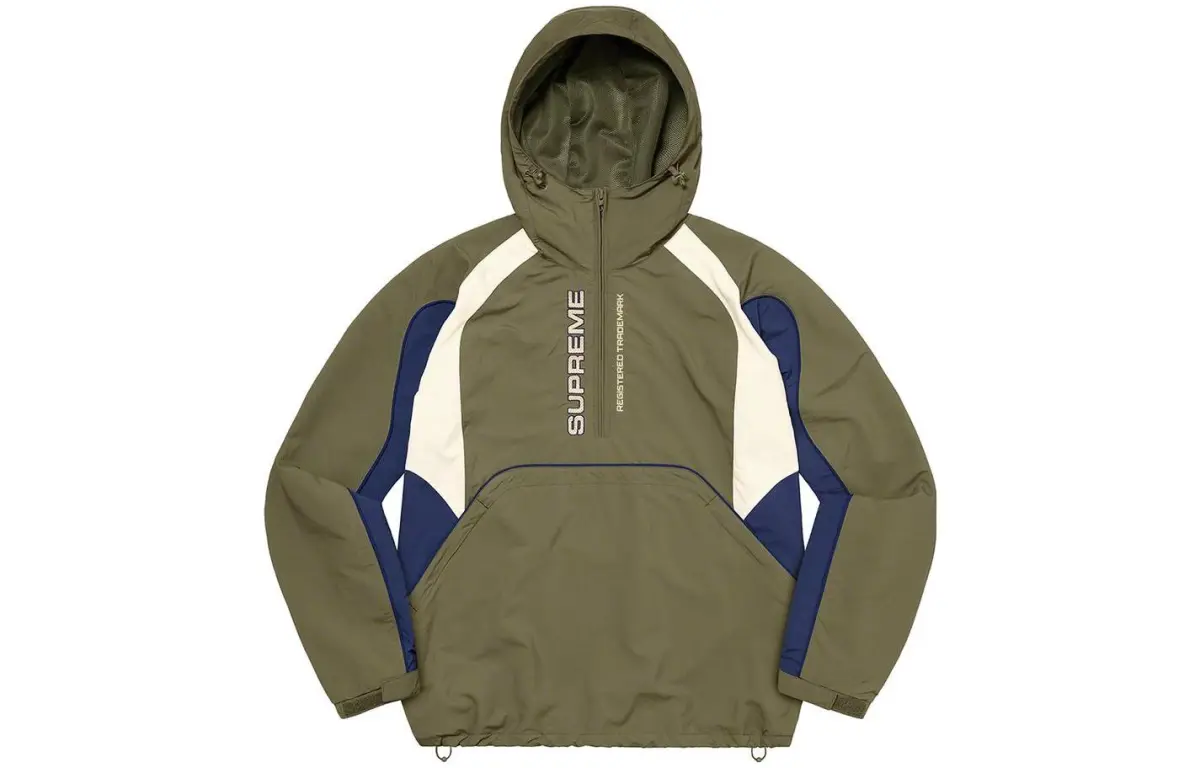 Supreme panelled half zip hooded jacket