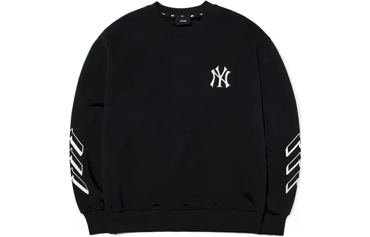 MLB Sweatshirts Unisex Black Crew Neck Moderate Straight Fit