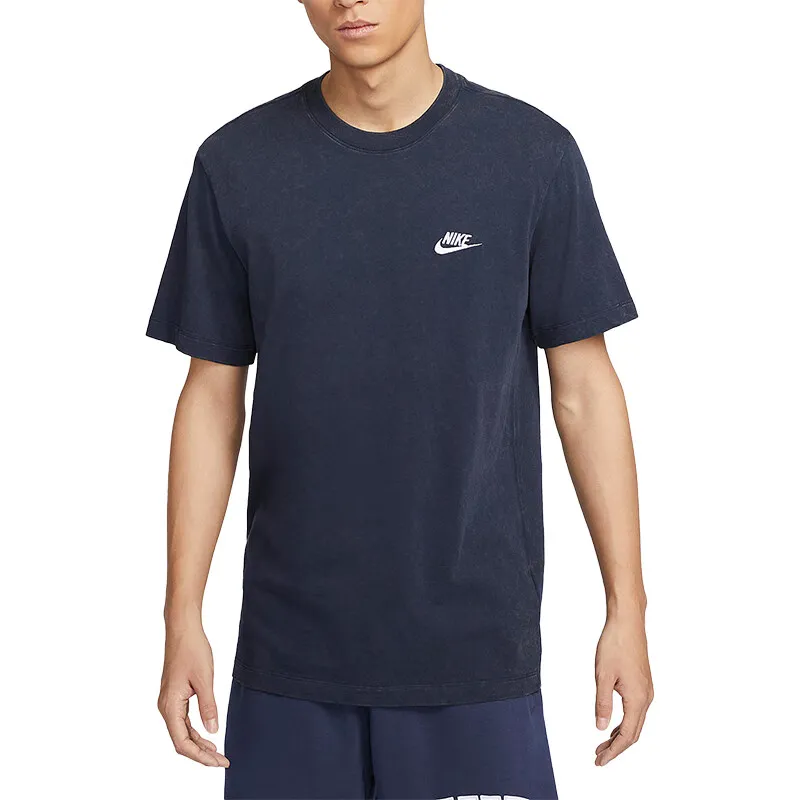 Nike T-Shirts Men's Blue Crew Neck Moderate Straight Fit
