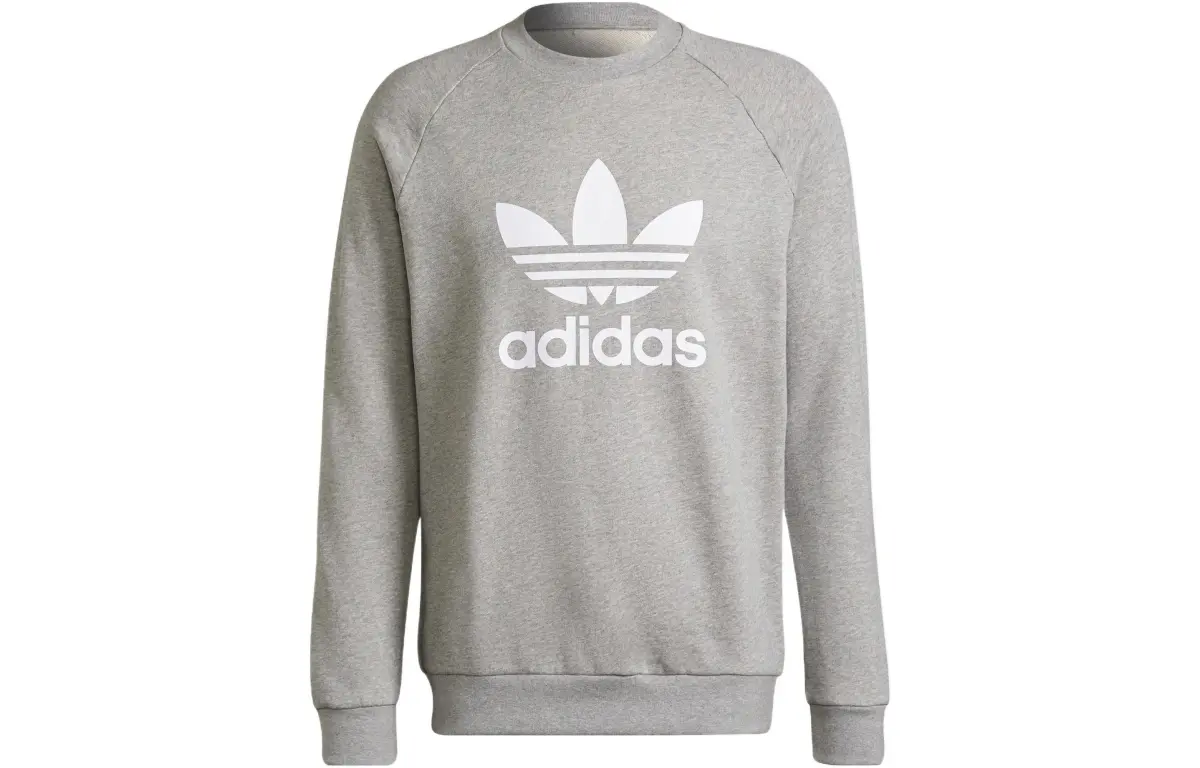 Adidas Sweatshirts Men's Gray Crew Neck Moderate Regular