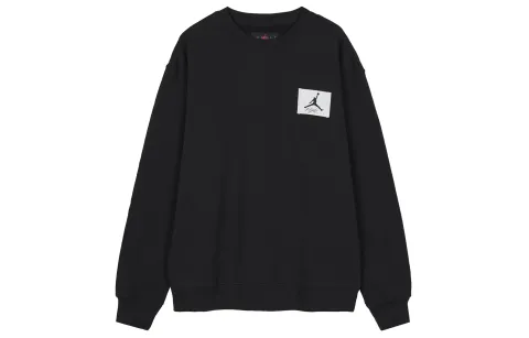 Jordan ESSENTIALS Sweatshirts Men's Black Crew Neck Thickened Regular