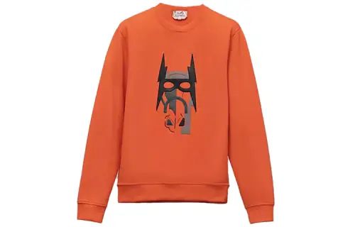 HERMES Sweatshirts Men's Poppy Orange Crew Neck Moderate Regular