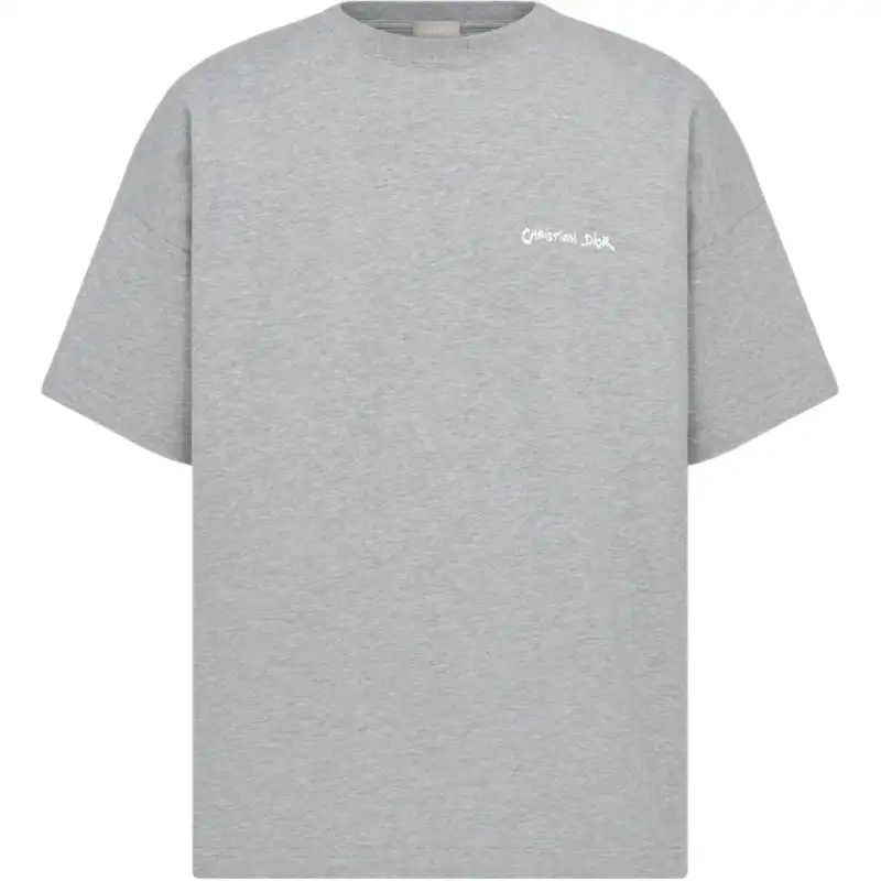 DIOR T Shirts Men's Gray Crew Neck Moderate Straight Fit