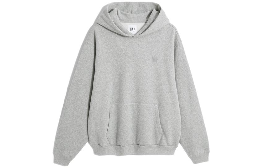 GAP Embroidery Logo Cuffed Hooded Solid Color Versatile Pullover Sweatshirt Unisex