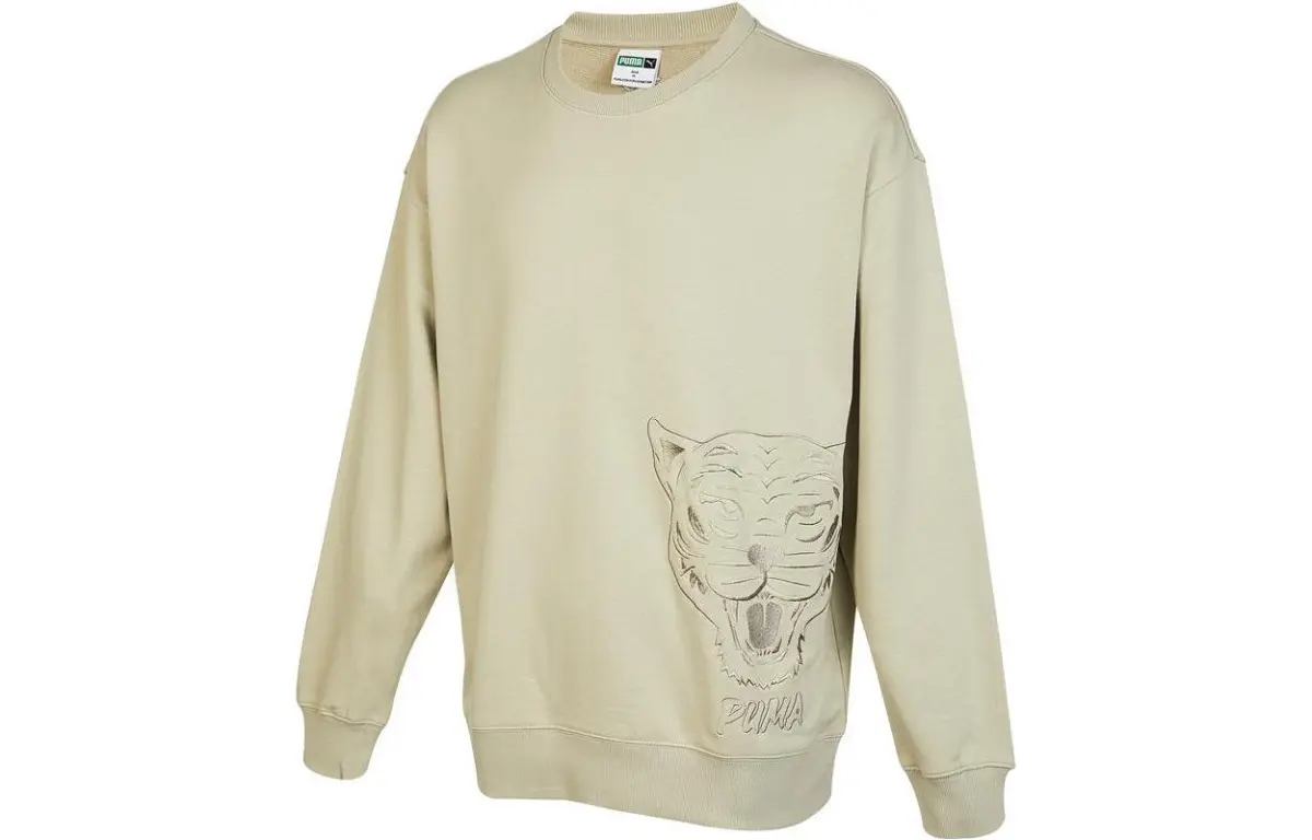 PUMA Sweatshirts Unisex Beige Crew Neck Moderate Regular