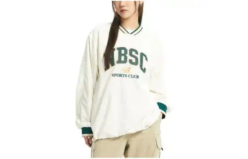 New Balance Sweatshirts Unisex Ecru V Neck Moderate Regular