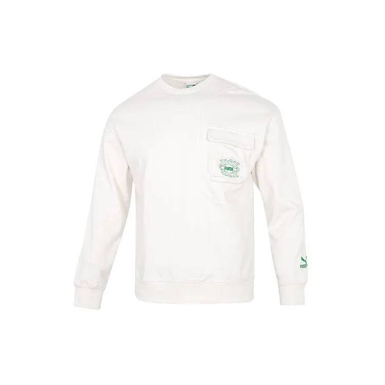 PUMA Sweatshirts Men's White Crew Neck Moderate Regular