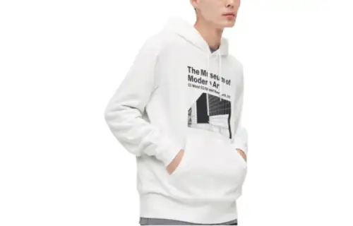 UNIQLO Sweatshirts Unisex White Hooded Non Detachable Moderate Regular