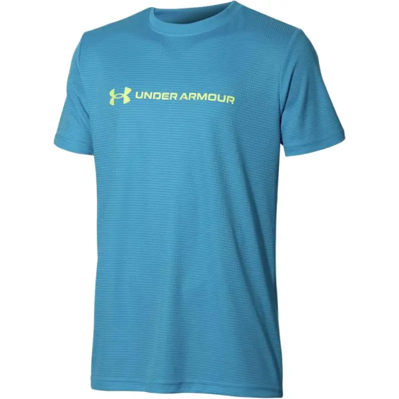 Under Armour WordmarkSpeed Stride SS25 T Shirt Unisex Ether Blue/Sonic Yellow