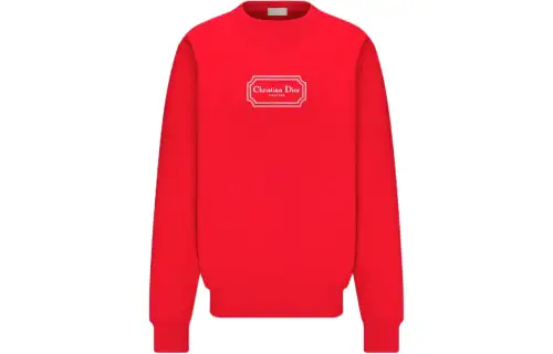 DIOR Sweatshirts Men's Red Crew Neck Moderate Regular