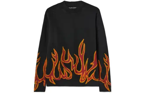 PALM ANGELS Garment Dye Graffiti Flames Sweatshirt