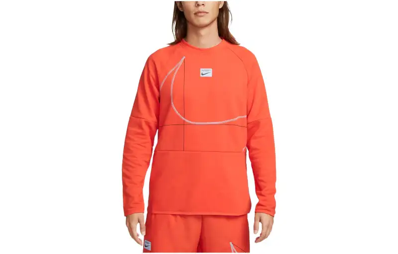 Nike Sweatshirts Men's Orange Crew Neck Moderate Regular