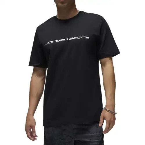 Jordan T Shirts Men's Black Crew Neck Moderate Straight Fit