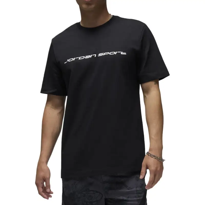 Jordan T Shirts Men's Black Crew Neck Moderate Straight Fit