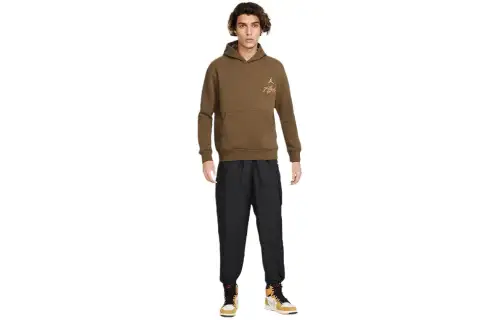 Jordan Sweatshirts Men's Light Olive Green Hooded Moderate Regular