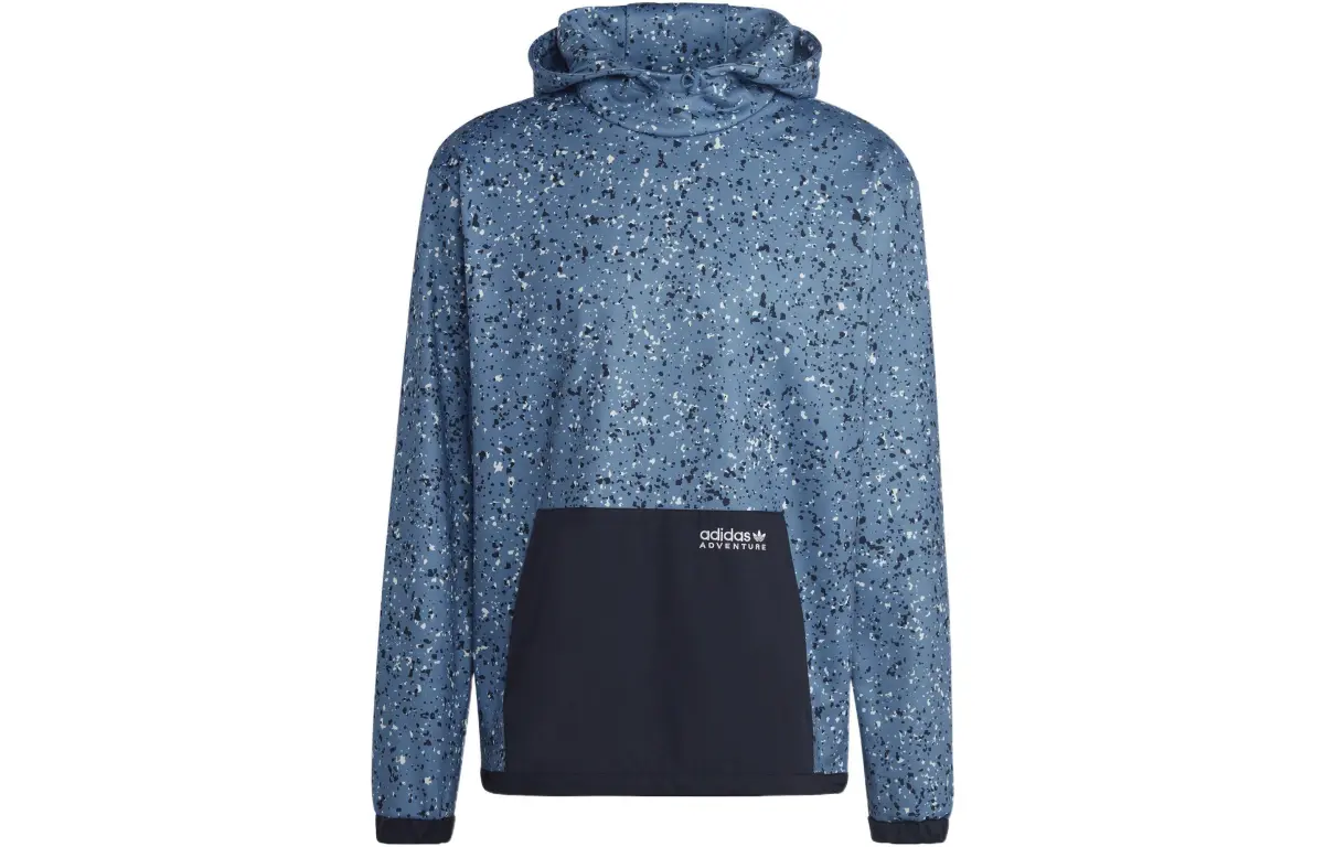 Adidas Originals Adventure AOP OH Sweatshirts Men's Blue Hooded Moderate Straight Fit