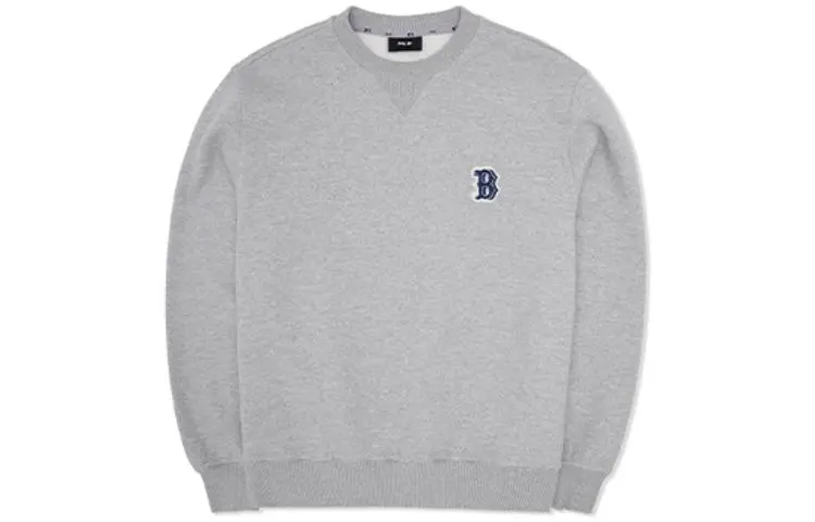 MLB FW22 Solid Color Fleece Lined Logo Print Crew Neck Pullover Without Hood Sweatshirt Unisex Gray