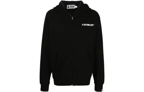A BATHING APE Sweatshirts Men's Black Hooded Moderate Cardigan