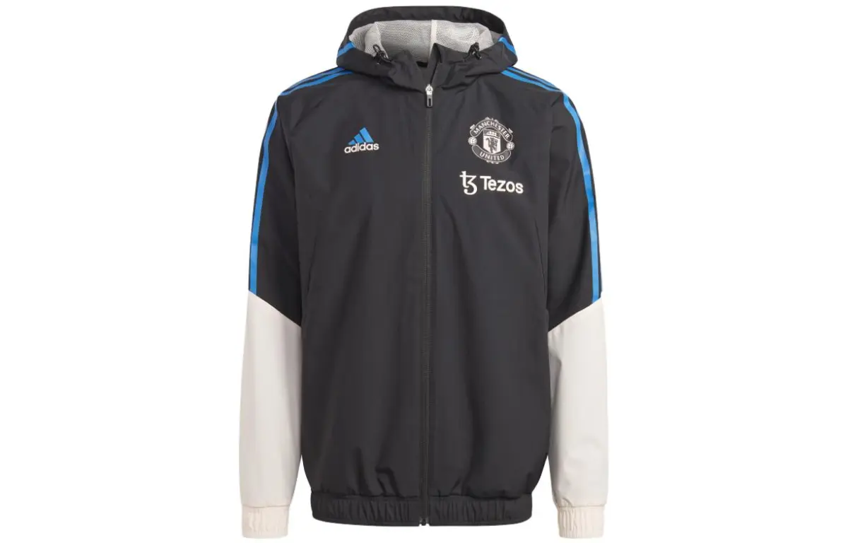Adidas Manchester United Sweatshirts Men's Black Hooded Moderate Straight Fit