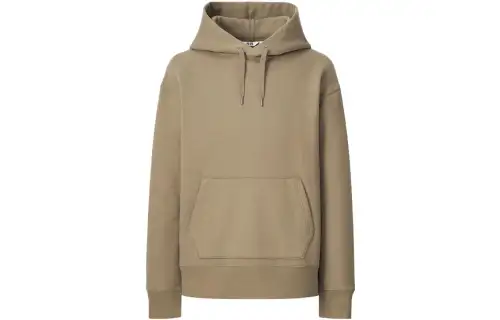 UNIQLO Sweatshirts Unisex Khaki Hooded Non Detachable Moderate