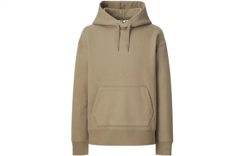 UNIQLO Sweatshirts Unisex Khaki Hooded Non Detachable Moderate