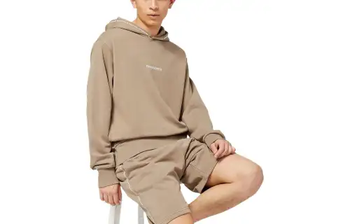 New Balance Essentials Magnify Linear Sweatshirts Men's Khaki Hooded Moderate Regular