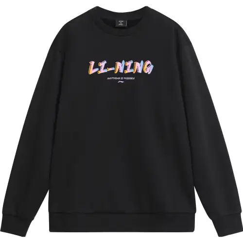 Li Ning Sweatshirts Unisex Black Crew Neck Moderate Regular