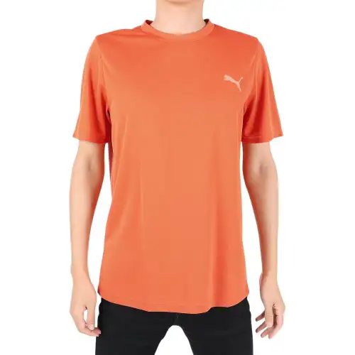 PUMA T Shirts Men's Orange Crew Neck Moderate Straight Fit