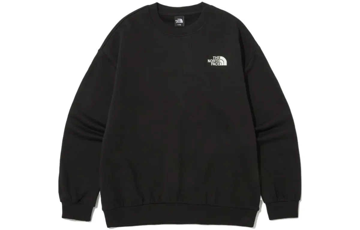 THE NORTH FACE Crew Neck Print Comfortable Versatile Fleece Lined Long Sleeved Sweatshirt Men's Black