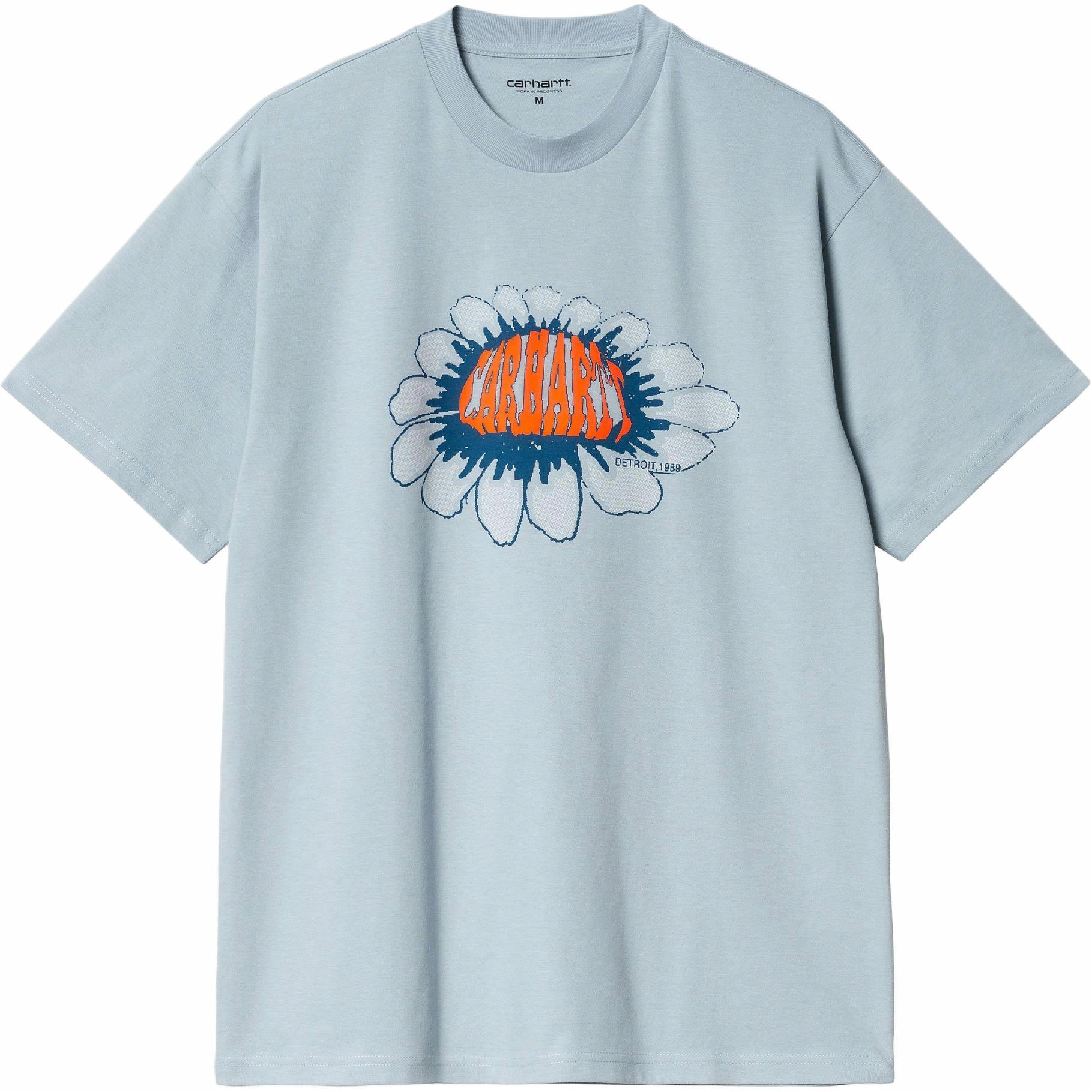 Футболка Carhartt WIP SS24 S/S Pixel Flower T-Shirt (матово-синяя)