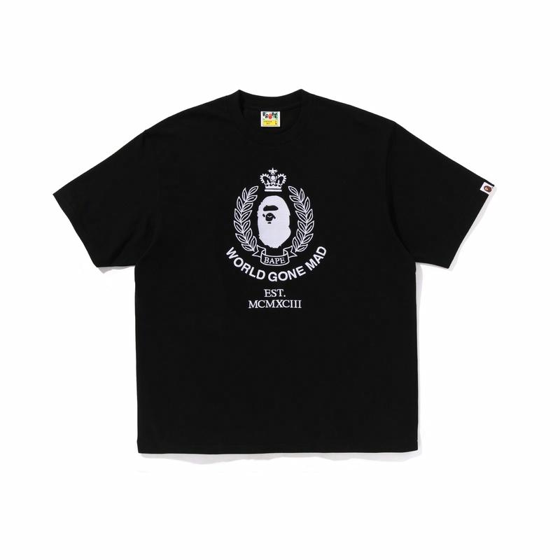 Мужская футболка A BATHING APE Crown Logo (белая с принтом) — Черный BKX — фото 3