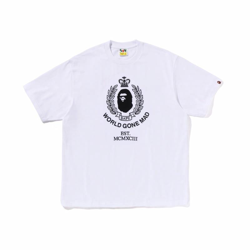 Мужская футболка A BATHING APE Crown Logo (белая с принтом) — Черный BKX — фото 5