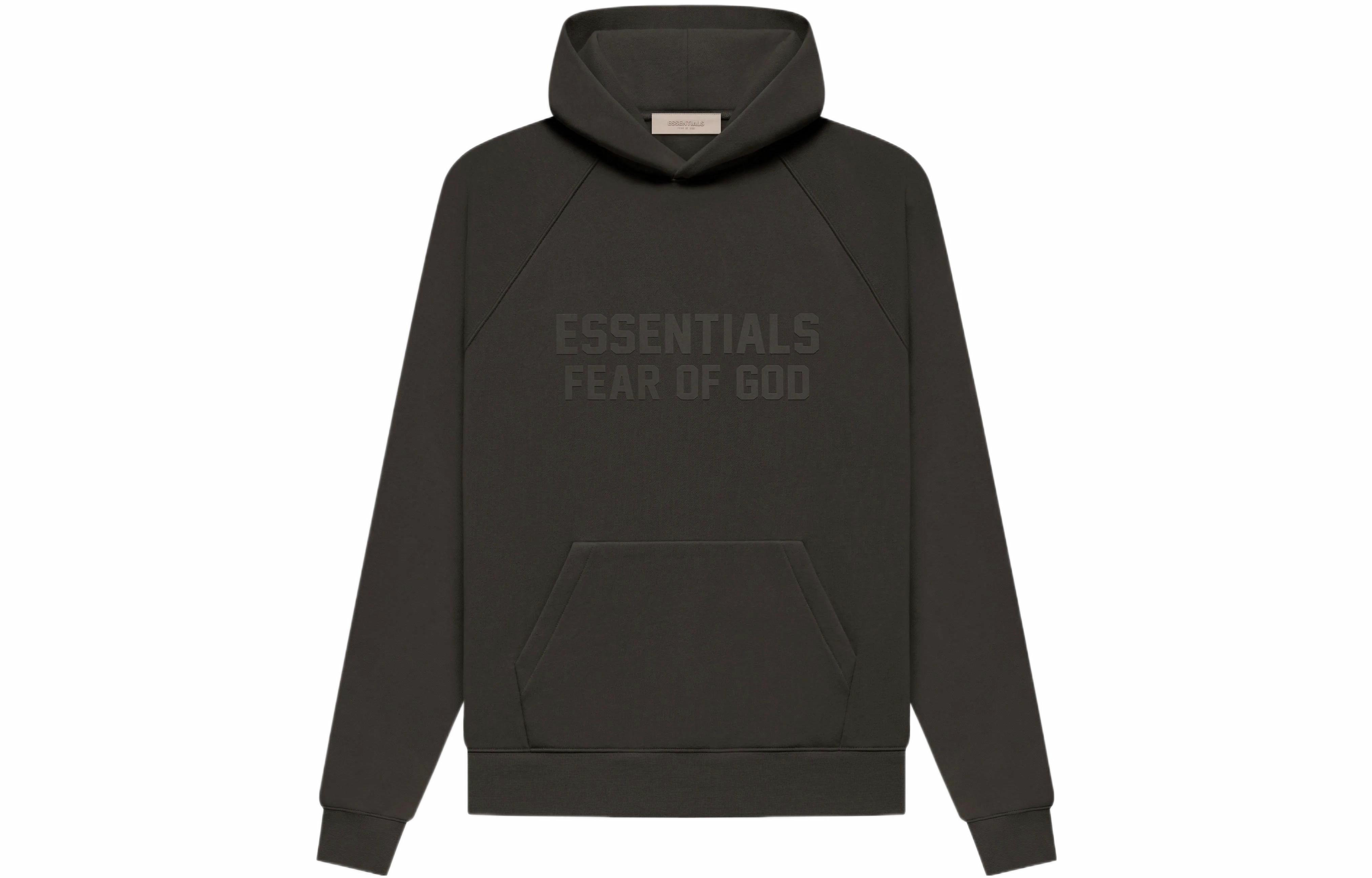 Худи Fear of God Essentials FW22 Essentials Hoodie Wood Off Black Logo (серо-черное)
