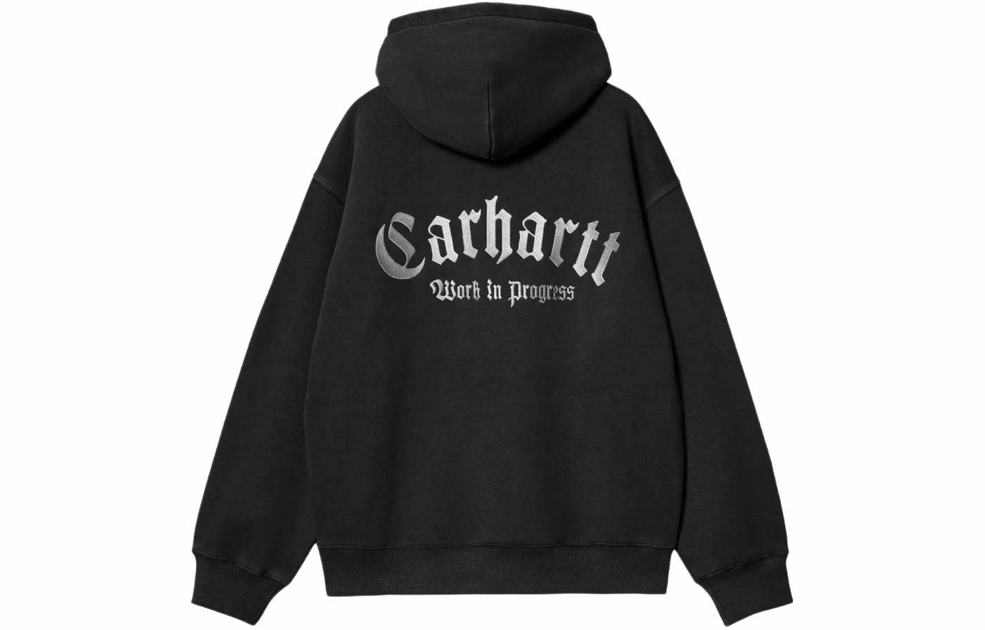 Мужское худи Carhartt WIP FW23 Hooded Onyx Script Sweatshirt (черное)