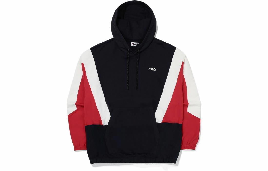Мужское худи Fila Color Block (черно-бордовое)