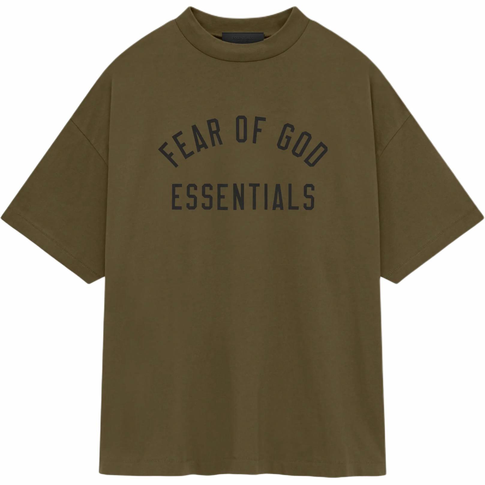 Мужская футболка Fear Fear of God Essentials (оливковый зеленый/оливковый)