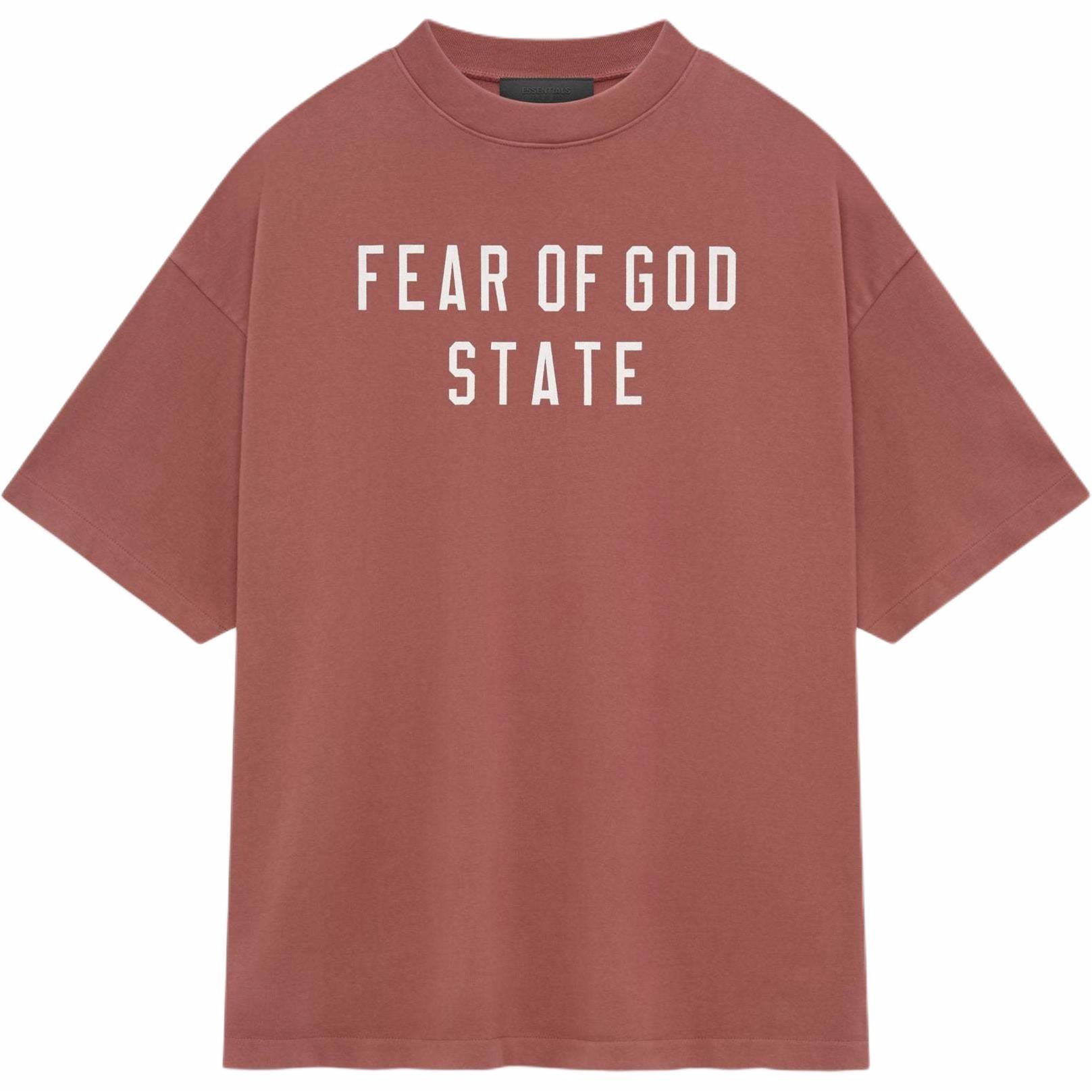 Мужская футболка Fear of God Essentials Heavy Crewneck (ярко-красная)