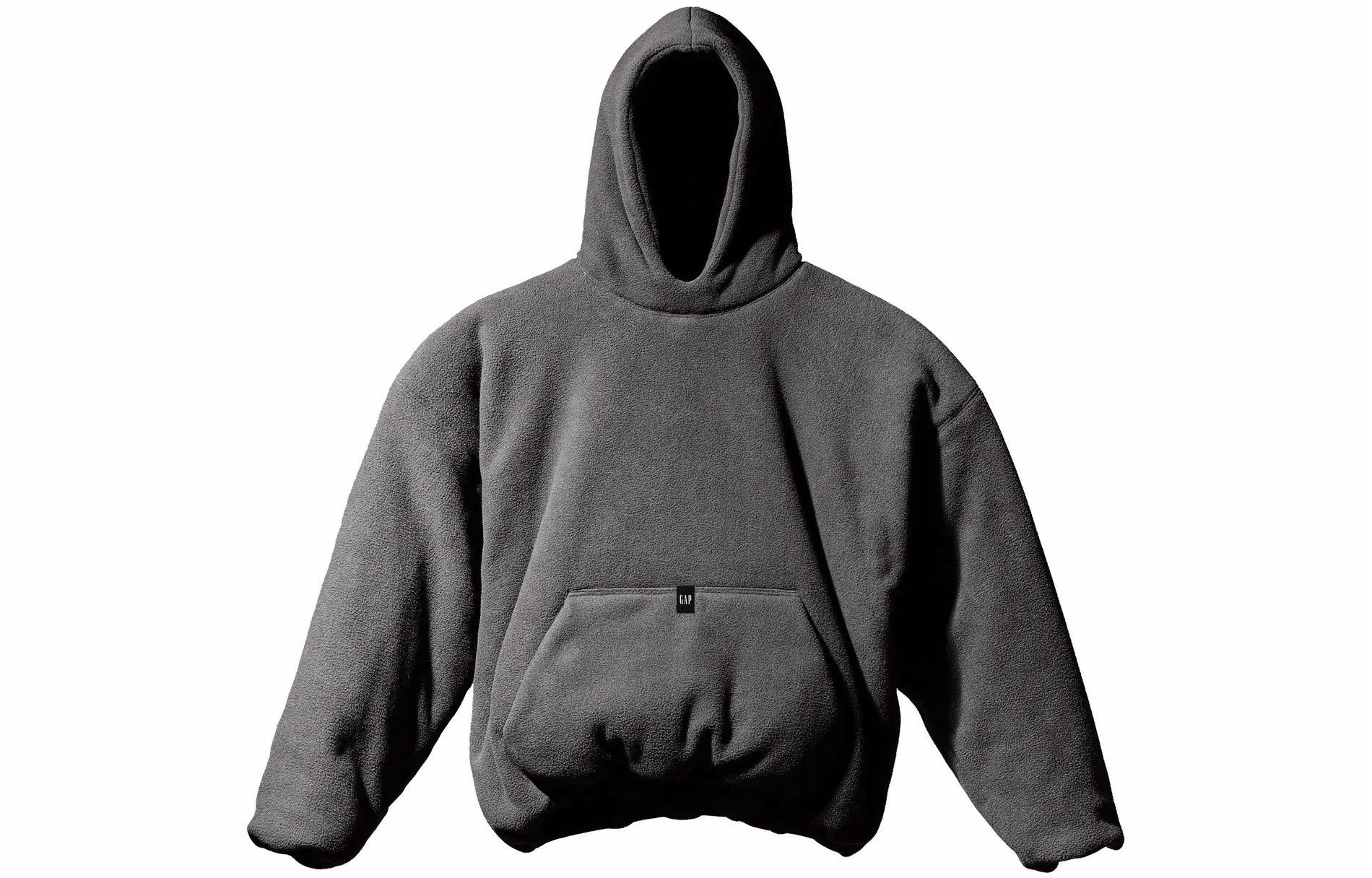 Толстовка Yeezy x Gap x Balenciaga Dark Grey Polar Fleece Padded Hoodie (темно-серая)
