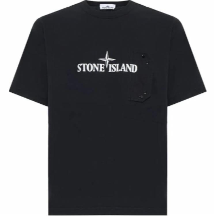 Мужская футболка Stone Island Logo Print (черная)